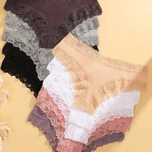 10Pcs/set Women Cotton Panties Floral Lace Intimate Underwear Trendy Patchwork Lace Briefs Female Soft Underpants Lingerie S-XL 1