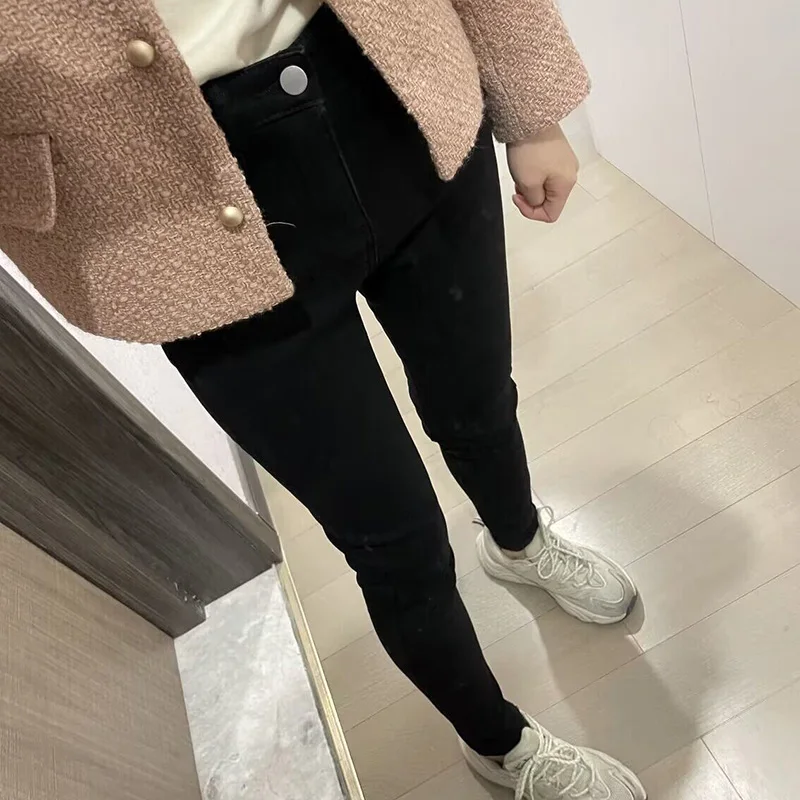 Women Thermal Skinny Jeans Mom Winter Warm Plush Stretch Jeans Lady Fleece Snow Denim Pants Student Pencil Straight Leg Trousers 6