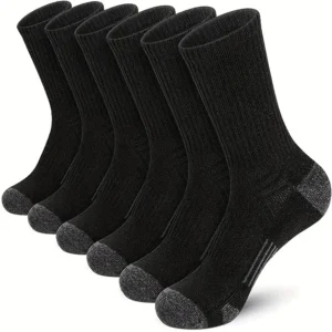 6 pairs Men's Solid Crew Socks - Comfy Breathable Thermal Socks for Winter & Autumn 1