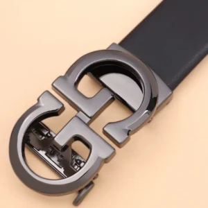 New Men's Genuine Leather Belt Business Waist Belt Automatic Buckle Letter Pants Belt Wear Resistant Belt 1