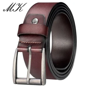 Maikun Genuine Leather Belts For Men For Jeans Trousers Men's Casual Vintage Alloy Pin Buckle Second Layer Leather Belt 1
