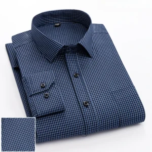New in shirt elegants cotton long-sleeve shirts for men slim fit Casual plain shirt plaid designer tops soft houndstooth clothes 1