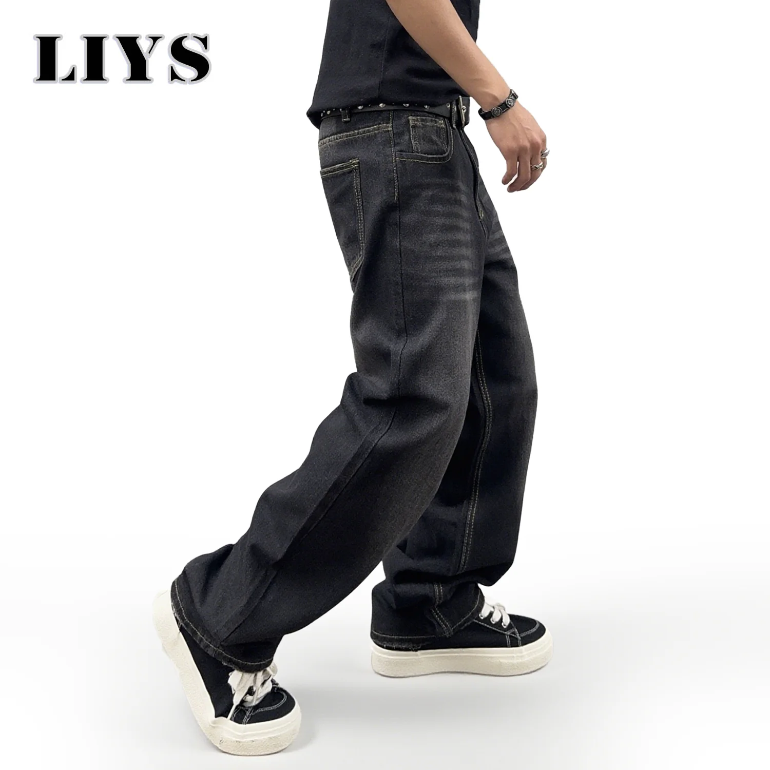 Men's Autumn Black Classic Loose Straight leg Jeans 2025 Retro Washed Basic Denim Pants Winter Business Casual Baggy Jeans 4