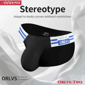 1/2/3/4 PCS Summer Hot Item Men's Briefs High Fork Triangle Pants Cotton Fabric Bikini Sea Blue Striped Elastic Band Underwear 1