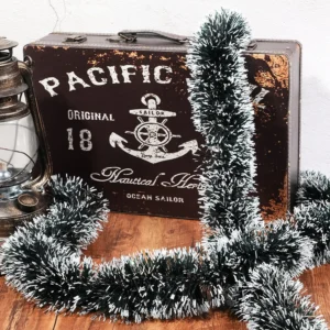 2M Christmas Metallic Streamers Green Frost Tip Tinsel Garland Celebrate Holiday Ceiling Hanging Decoration Xmas Party Supplies 1