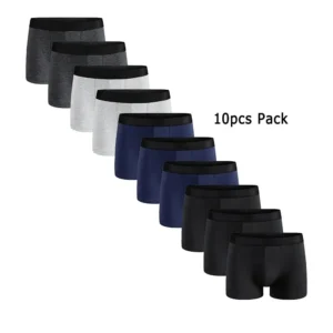 10Pcs Pack Men Panties Solid Color Underwear Male Brand Boxer And Underpants For Homme Luxury Set Shorts Box Slip Kit 1