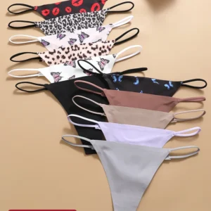 10Pcs/Set Women Seamless Thongs T-back Thin Strap Low Waist High Flexibility Panties Sexy Underwear Ladies Briefs Women 1