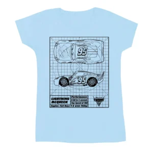 Disney Womens/Ladies Cars Lightning McQueen Blueprint Cotton T-Shirt 1