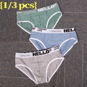 1/3 Pcs New Striped Fashion Soft Cotton Triangle Low Waist Breathable And Comfortable All Season Universal Colorful Men's Briefs 1