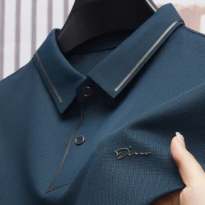 Men's New Polo Shirt Seamless Premium Luxury Cool Fabric Business Casual Golf Slim Fit Blouse Collar T-shirt 1