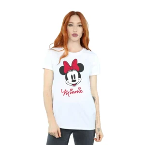 Disney Womens/Ladies Minnie Mouse Face Cotton Boyfriend T-Shirt 1