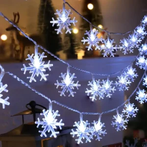 1pc LED Christmas Snowflake String Light Indoor & Outdoor Hanging Decorative Lighting Fairy Atmosphere Lamp For Garden Party 1