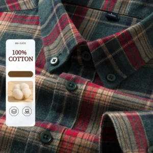 100% Cotton Flannel Shirt Men's, Plaid Casual Jacket, Anti-Wrinkle, Multi-Color Gold Quality Long-Staple Cotton M-4XL 1