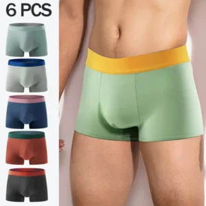 6Pcs Boxer Shorts Men's Breathable Underwear Man Tight Cut Underpants Male Thin U-convex Panties Youth Elastic Boxer Panty L-4XL 1