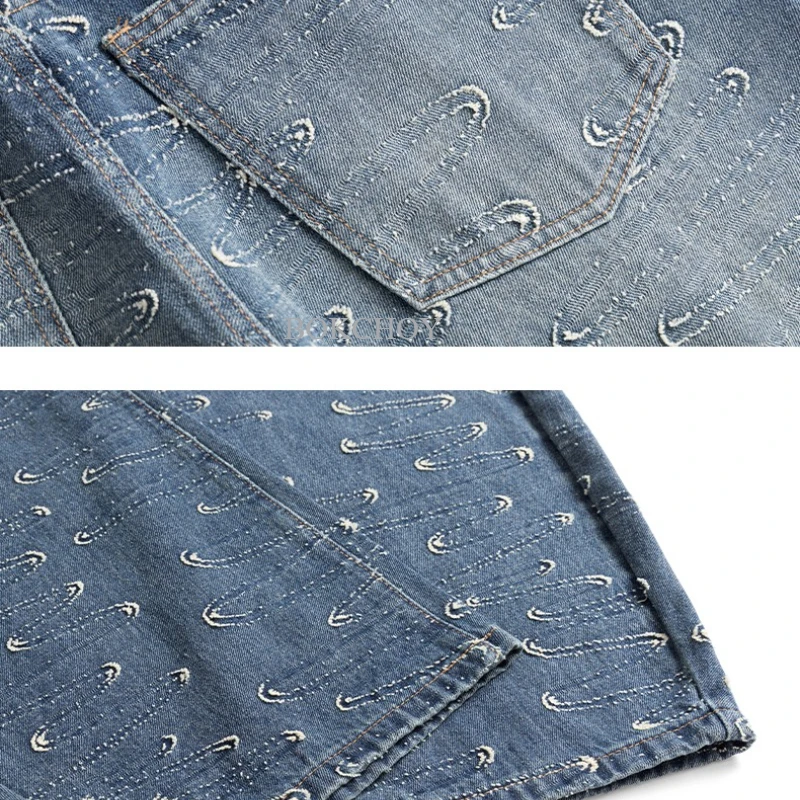 2025 Autumn New Vintage Washed Printed Cotton Wide Leg Jeans for Men Clothing Loose Male Trousers AG7323 5