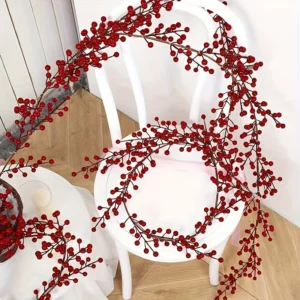 1pc 190cm Artificial Cranberry Vine, Christmas - Suitable for Dining Table, New Year Celebration, Engagement Party Decor 1