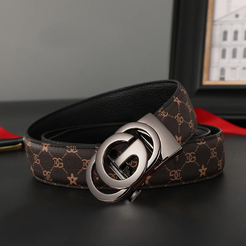 Men belt Genuine Leather Belt Metal Alloy Automatic Buckle Brand Luxury Design Waist Belts for Men Strap Male 3