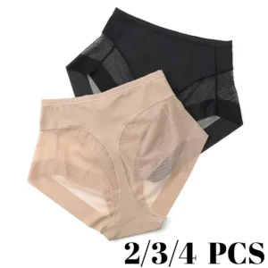 2/3/4pcs Sexy Mid Rise Oversized Underwear for Women with A Tight Waistband and Lifting Buttocks Transparent Cosy Elastic Briefs 1