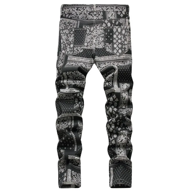 Christmas Casual Men's Jeans British Style Printed Stretch Denim Pants Slim Fit Straight Leg Jeans Xmas 5