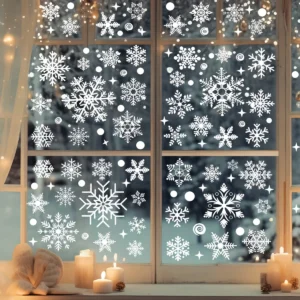 137 Christmas Snowflake Window Flowers - PVC Electrostatic Stickers for Glass - Reusable Winter Decorative Stickers 1