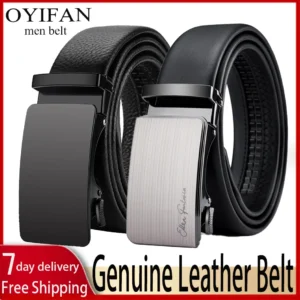 OYIFAN Men Belt Genuine Leather belt for men Alloy buckle ratchet belts Men Designer Belt Automatic belts 벨트 1