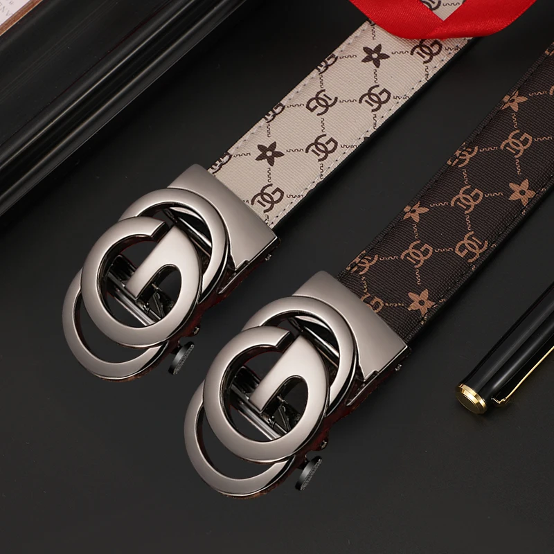 Men belt Genuine Leather Belt Metal Alloy Automatic Buckle Brand Luxury Design Waist Belts for Men Strap Male 2