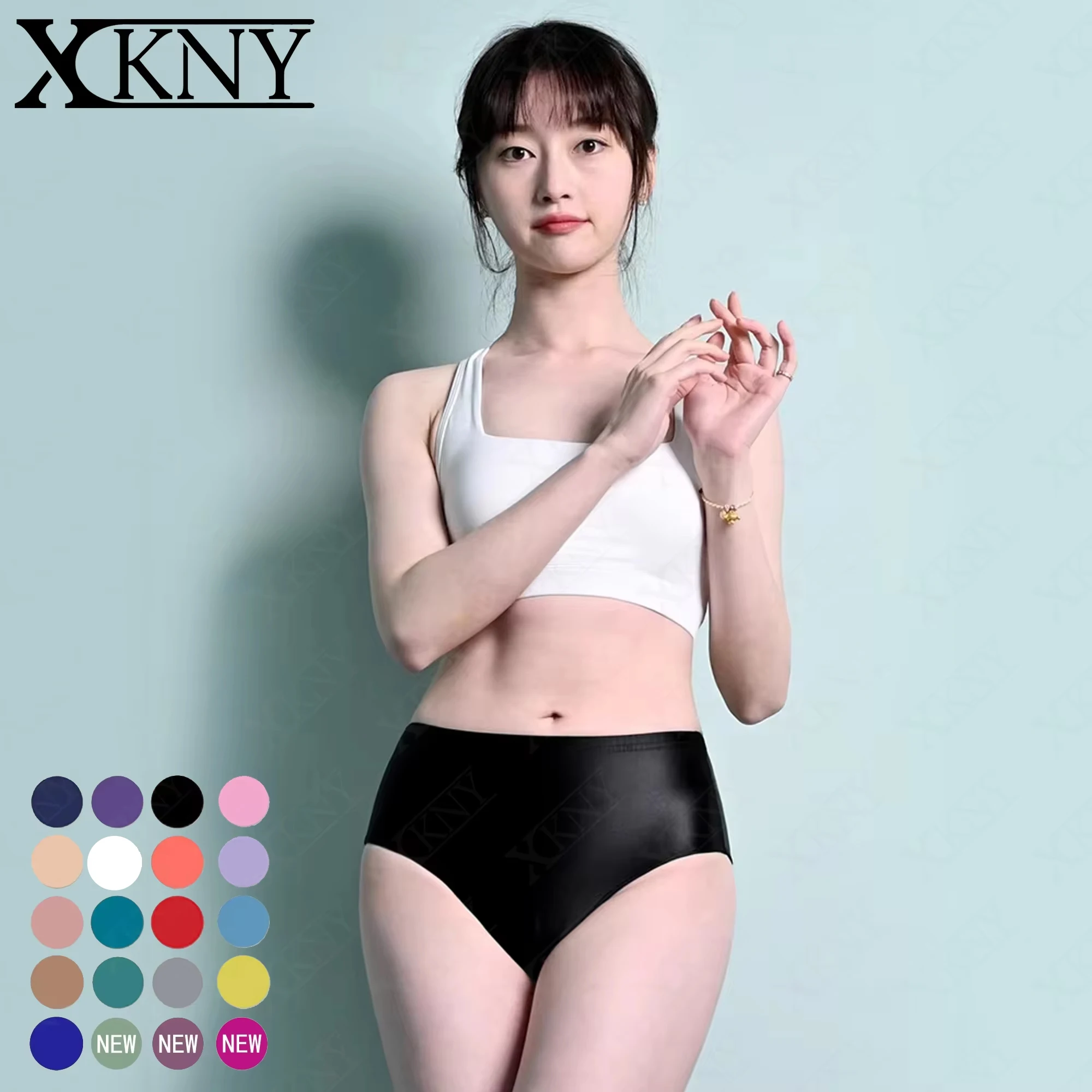 XCKNY glossiness series Briefs satin glossy briefs skin siky bikini middle-waisted underwear unisex Yoga sport golssy pants 1