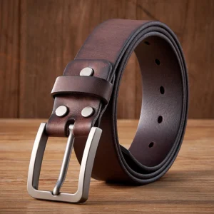 3.8cm Vintage 100% Genuine leather Belt for Men High Quality Natural Cow Leather Men's Belt Male Strap for Jeans or Pants 1