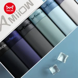 MiiOW 4Pcs Ice Silk Men's Panties Sexy Seamless Man Boxershorts Graphene Antibacterial Men Underwear Breathable Man Boxer Briefs 1