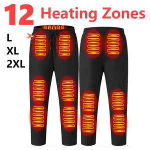 12 Heated Pants Zones Winter Thermal Pants Women Men 5V 3-Temperature Settings for Skiing Fishing Motorcycle USB Heating Pants 1