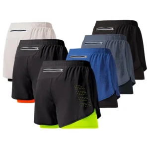 Men's Running Shorts Quick-drying Fitness Black Double Layer Shorts Men New Sport Workout Training Bodybuilding Short Pants 1