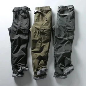 Tooling Pants Thick Waterproof Fleece Cargo Pants Men Women Winter Outdoor Multi-pockets Loose Straight Overall Long Trousers 1