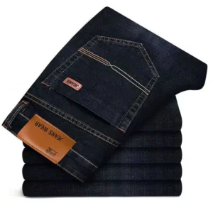 JEAN New Business Men's Jeans Casual Straight Stretch Fashion Classic Blue Black Work Denim Trousers Male Brand Clothing 1