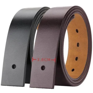 Men Genuine Leather Belt No Buckle 3.8cm Width Cowskin Men Without Pin Buckle Waist Straps Male Black Brown Belt Body 1