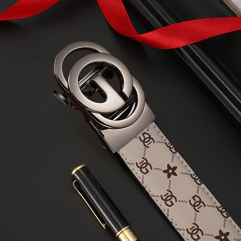 Men belt Genuine Leather Belt Metal Alloy Automatic Buckle Brand Luxury Design Waist Belts for Men Strap Male 5