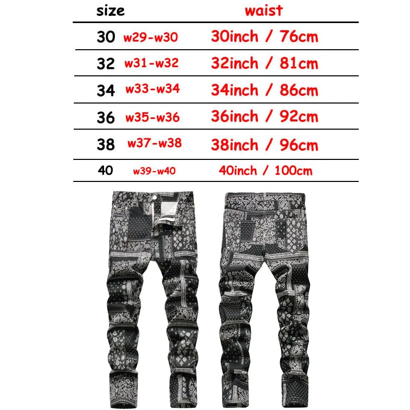 Christmas Casual Men's Jeans British Style Printed Stretch Denim Pants Slim Fit Straight Leg Jeans Xmas 3