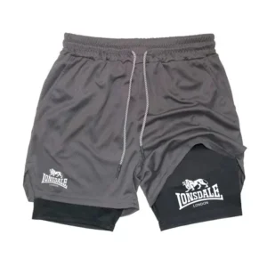 Print 2 in 1 Running Shorts for Men Gym Workout Compression Shorts with Phone Pocket Towel Loop Summer Sport Athletic Activewear 1