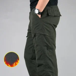 Men's Fleece Cargo Pants Winter Plush Tactical Pants Casual Joggers 3XL Korean Loose Hiking Running Warm Thermal Trousers 1