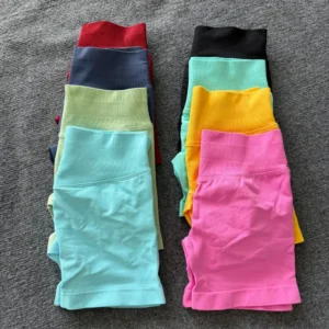 Gym Shorts Women Fitness Sports Shorts Low Ribbed Band Yoga Shorts Workout Scrunch Butt Seamless Leggings 1