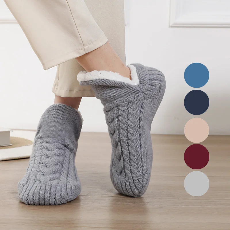 Thickened Thermal Women Mens Slipper Socks New Winter Warm Short Cotton Home Sleeping Soft Non Slip Grip Fuzzy Floor Sock Fluffy 1