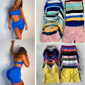 2 Pieces Set Yoga Dfyoga Leggings Set Women Backless Tank Tops High Waist Scrunch Gym Suit Fitness Clothes Outfit 1