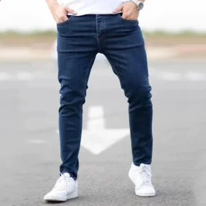 Spring Mens Black Blue Pants Pure Color Stretch Jeans Street Casual Slim Fit Trousers Male Vintage Wash Skinny Jeans for Men 1