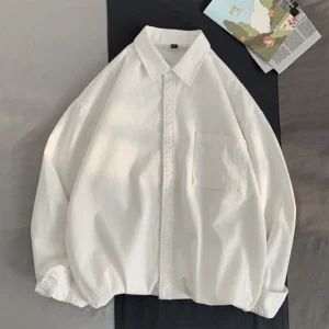 Spring Autumn Cotton White Shirts Male Long Sleeve Man Shirts Black Elegant Casual Shirts for Men 1