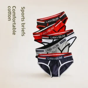 2-piece set - cotton men's underwear briefs breathable youth mid-waist large-size men's underwear underwear summer briefs 1