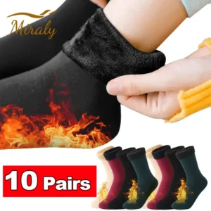 1/2/3/5/10Pairs Thermal Socks Women Winter Warm Thicken Fleece Short Socks Cashmere Wool Socks Snow Velvet Boots Home Floor Wear 1