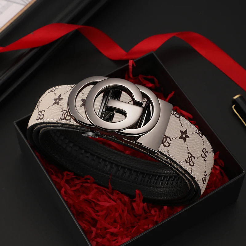 Men belt Genuine Leather Belt Metal Alloy Automatic Buckle Brand Luxury Design Waist Belts for Men Strap Male 4