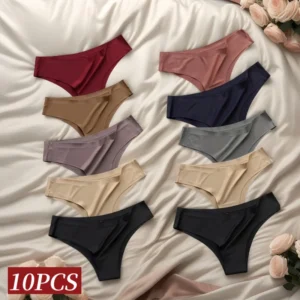 10Pcs/Set Seamless Women Panties Soft Silky Female Underwear Low Rise Panties Ultra-thin Sports Briefs Sexy Lingerie M-XL 1