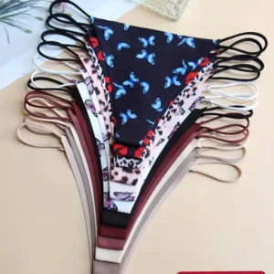 10Pcs/Set Women Seamless Thongs Thin Strap Low Waist High Flexibility Panties Sexy Underwear Ladies Briefs T-back Women 1