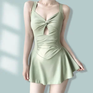 Women One Piece Swimsuit Conservative Skirted Push Up Floral Solid for Summer Beach VacationSwimming Slimming Comfortable Elegan 1