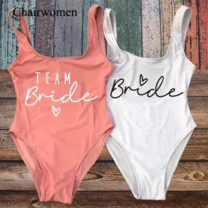 S-3XL Team Bride One-Piece Swimsuit Squad Woman Blush Pink Swimwear Bachelorette Party Swimsuits Beatchwear Bathing Suit 1